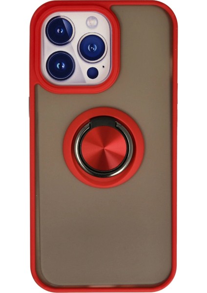 iPhone 15 Pro Max Kılıf Yüzüklü ve Transparan Buğulu Şık Frosta Premium Silikon Kapak