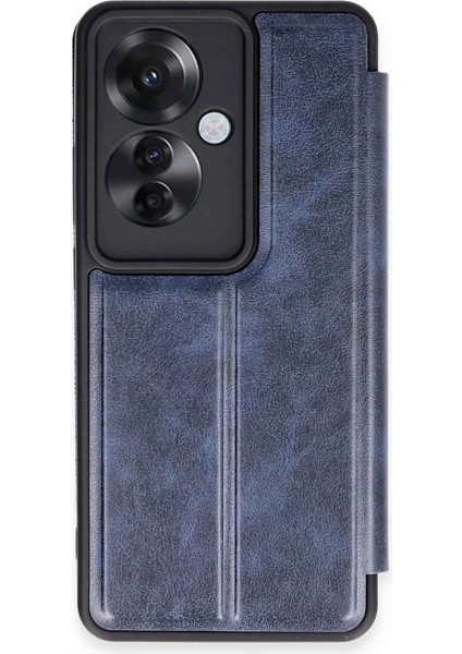 Oppo Reno 11F Kapaklı Kılıf Içi Süet Kaplı ve Kartlıklı Pu Deri Kapak Ryc/flip Cover