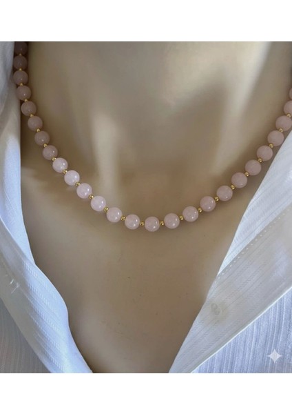 Pembe Kuvars 6 mm Kolye Altın Kaplama Gemici Kilit fırsatları