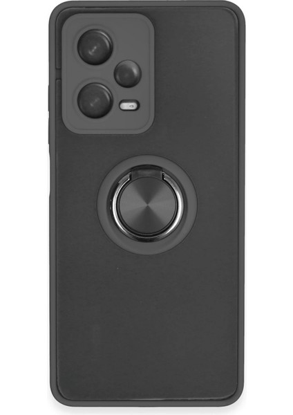 Redmi Note 12 5g Kılıf Yüzüklü ve Transparan Buğulu Şık Frosta Premium Silikon Kapak