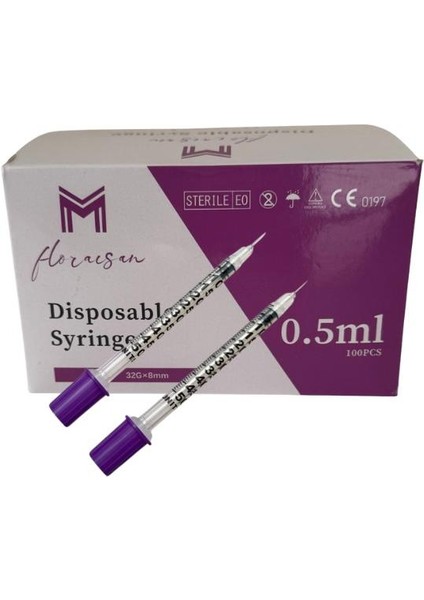 Micro Fine Enjektör 32G 8mm 0,5 cc 100 Adet / Kutu