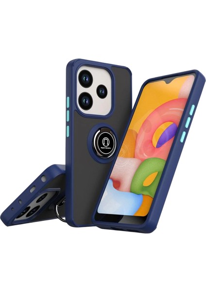 Redmi Note 14 4g Kılıf Yüzüklü ve Transparan Buğulu Şık Frosta Premium Silikon Kapak