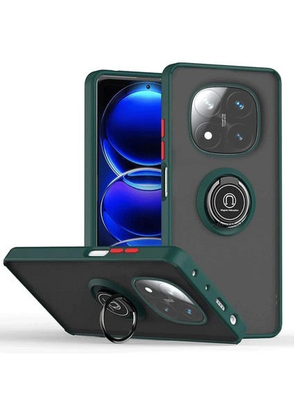 Redmi Note 14 Pro 5g Kılıf Yüzüklü ve Transparan Buğulu Şık Frosta Premium Silikon Kapak