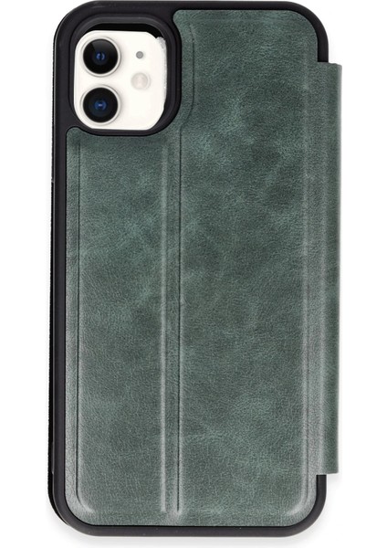 iPhone 11 Kapaklı Kılıf Içi Süet Kaplı ve Kartlıklı Pu Deri Kapak Ryc/flip Cover