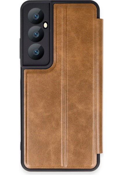 Realme C65 Kapaklı Kılıf Içi Süet Kaplı ve Kartlıklı Pu Deri Kapak Ryc/flip Cover