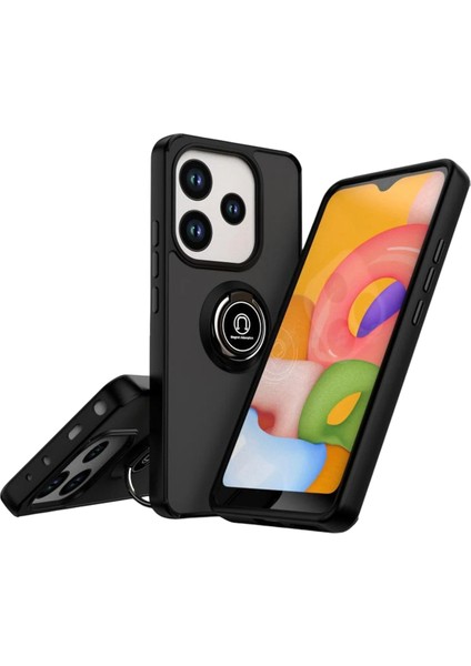 Redmi Note 14 4g Kılıf Arkası Buz Tasarımlı ve Yüzüklü Kenarları Renkli Şık Montreal Yüzüklü Silikon Kapak