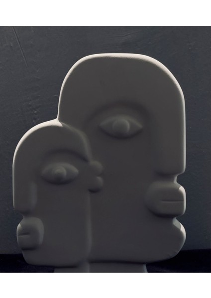 Dekoratif Minimalist Yüz Heykeli – 29X19 cm Ikili Figür Biblo, Sanatsal Ev & Ofis modelleri