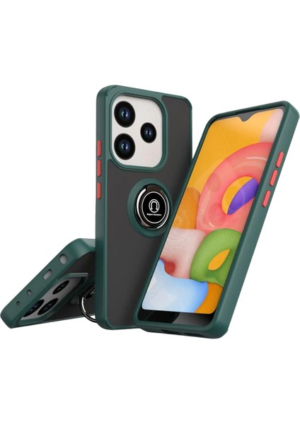 Redmi Note 14 4g Kılıf Yüzüklü ve Transparan Buğulu Şık Frosta Premium Silikon Kapak