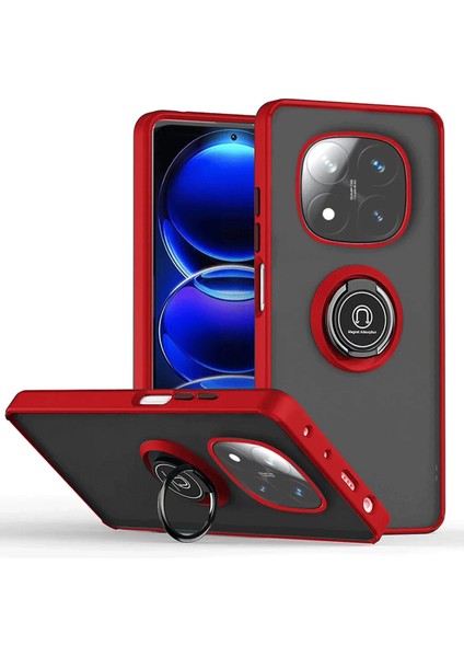 Redmi Note 14 Pro 4g Kılıf Yüzüklü ve Transparan Buğulu Şık Frosta Premium Silikon Kapak