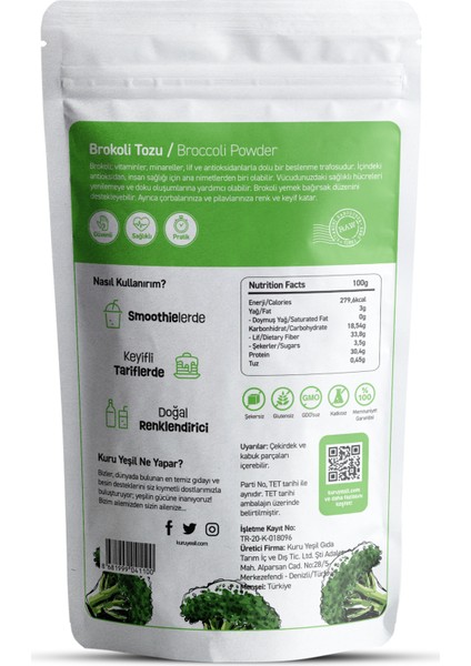 Sarımsak Tozu - Brokoli Tozu - Garlic Powder - Broccoli Powder - Vegetables Powder - 200 gr