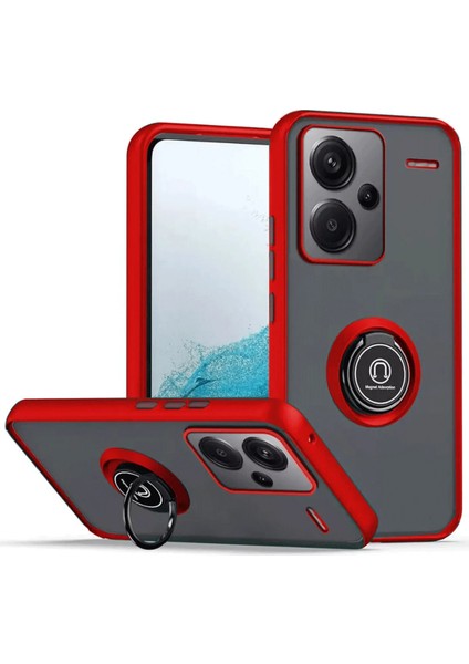 Redmi Note 13 Pro Plus Kılıf Yüzüklü ve Transparan Buğulu Şık Frosta Premium Silikon Kapak
