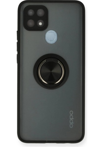 Oppo A15 Kılıf Arkası Buz Tasarımlı ve Yüzüklü Kenarları Renkli Şık Montreal Yüzüklü Silikon Kapak