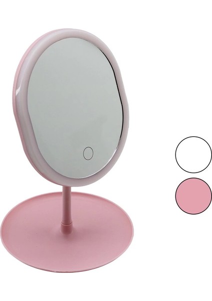 Yuvarlak- Düz Kenar 7 Inç Ledli - USB Şarjlı Makyaj Aynası 90°takılıklı Ayakr.pls 17.5cm (5148)