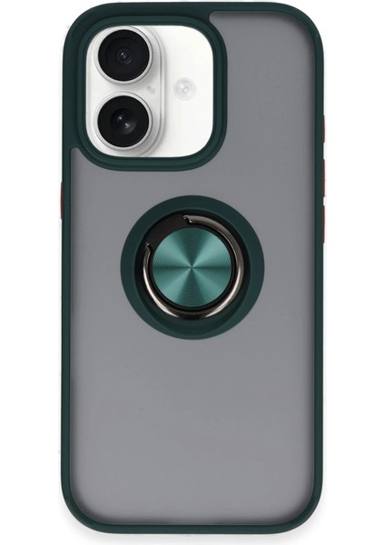 iPhone 16 Kılıf Yüzüklü ve Stant Özellikli Şık Premium Silikon Kapak Ryc/montreal Yüzüklü