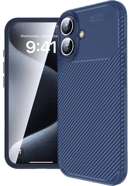 iPhone 16 Plus Kılıf Esnek Karbon Desenli Şık Premium Silikon Kapak Ryc/a.f.karbon