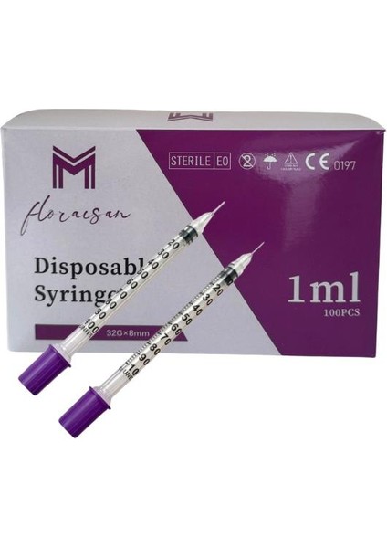 Micro Fine Enjektör 32G 8mm 1 cc 100 Adet / Kutu