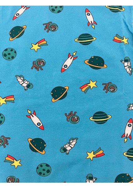 Erkek Çocuk Likralı Penye Kaliteli Uzay Baskılı Pijama Takımı fırsatları