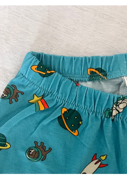 Erkek Çocuk Likralı Penye Kaliteli Uzay Baskılı Pijama Takımı