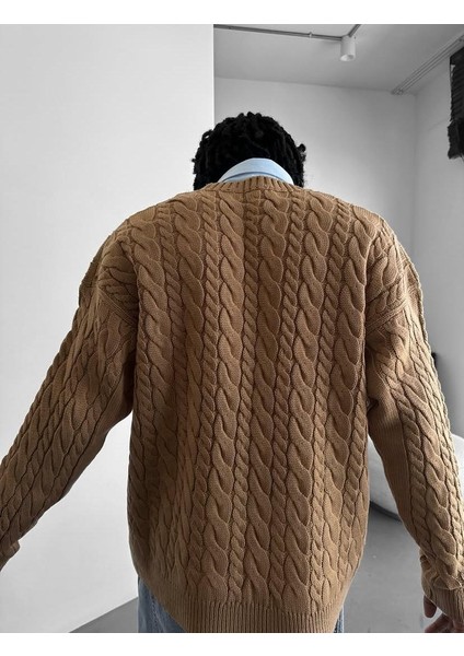 Erkek Saç Örgü Bisiklet Yaka Kalın Triko Oversize Kazak fiyatları