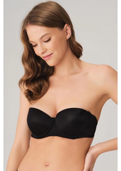 - Balenli Destekli Dolgulu Askısız Straplez Günlük Klasik T-Shirt Sütyeni