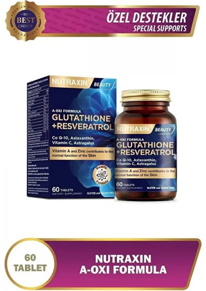 A-Oxi Formula Glutathıone Resveratrol 60 Tablet