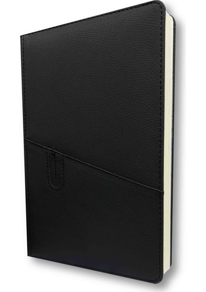 2026 Yılı Ajanda 17*24 Siyah Deri Kapakgünlük Cepli