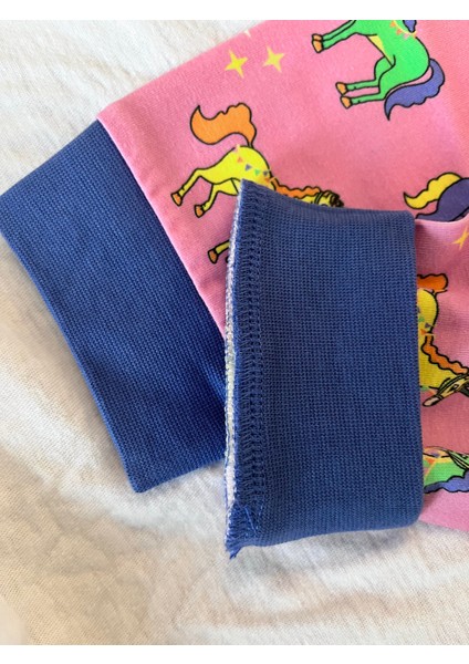 Kız Çocuk Likralı Penye Kaliteli Unicorn Baskılı Pijama Takımı