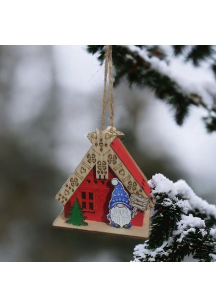 8x8 cm Ahşap Işıklı Noel Kulübesi Yılbaşı Süsü, Çok Renkli, 1 Adet fırsatları