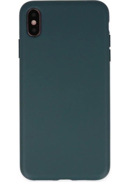 Iphone Xs Max Kılıf Nano Içi Kadife Silikon - Koyu Yeşil