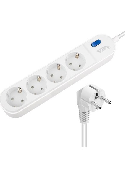 Vea VE-VEGA104 A Class 4'lü Anahtarlı 1.5 Metre Akım Korumalı Priz