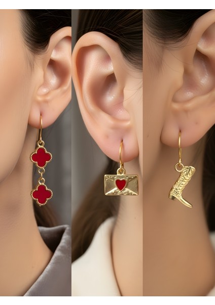 Trend Sembol Figürlü 3’lü Kadın Küpe Set