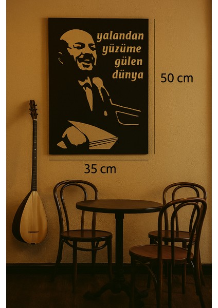 Ahşap Işleme Duvar Süsü- Neşet Ertaş Silüeti- 50 cm x 35 cm