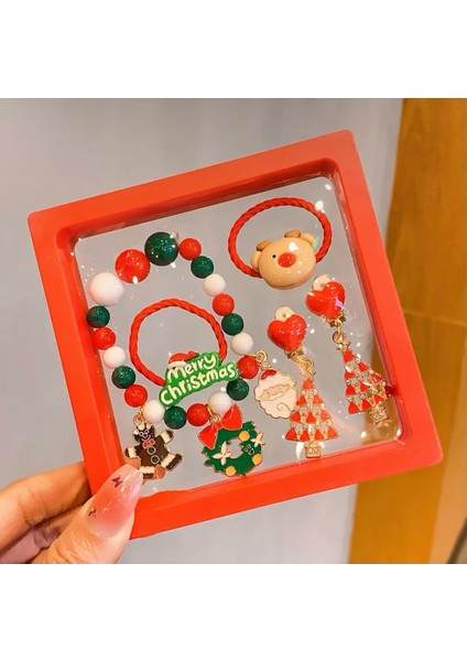Renkli ve Şık 5’li Noel Takı Seti: Saç Tokası, Bileklik, Küpe modelleri