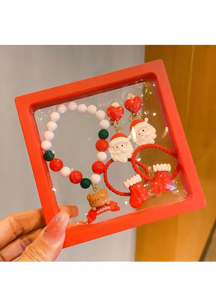 Renkli ve Şık 5’li Noel Takı Seti: Saç Tokası, Bileklik, Küpe fırsatları