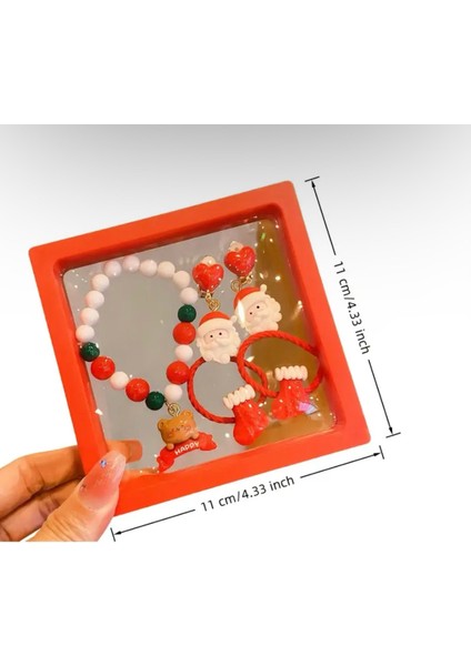 Renkli ve Şık 5’li Noel Takı Seti: Saç Tokası, Bileklik, Küpe