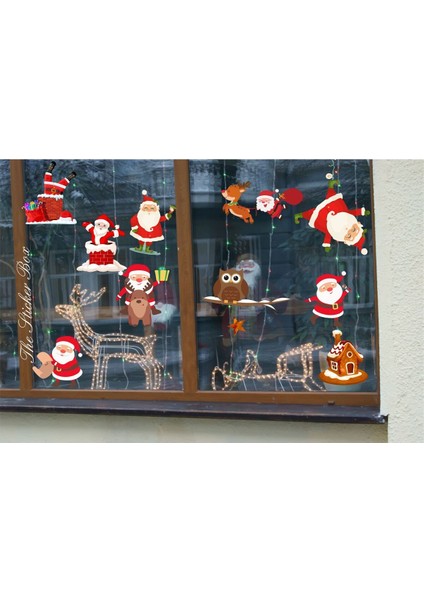 Yeşil Noel Baba ve Karlı Ev Temalı Çıkartma Seti, Yılbaşı Dekoru Için Ideal fiyatları