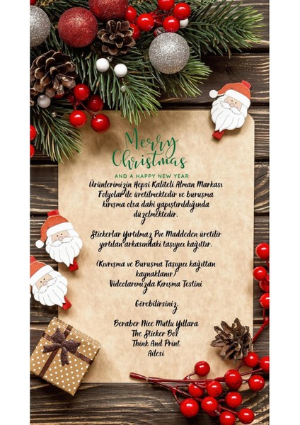 Yeşil Noel Baba ve Karlı Ev Temalı Çıkartma Seti, Yılbaşı Dekoru Için Ideal fırsatları