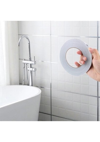 50 Metre Fayans Arası Şerit Dekoratif Yapışkan Renkli Dekor Su Geçirmez Sızdırmaz Gümüş Ban indirimleri