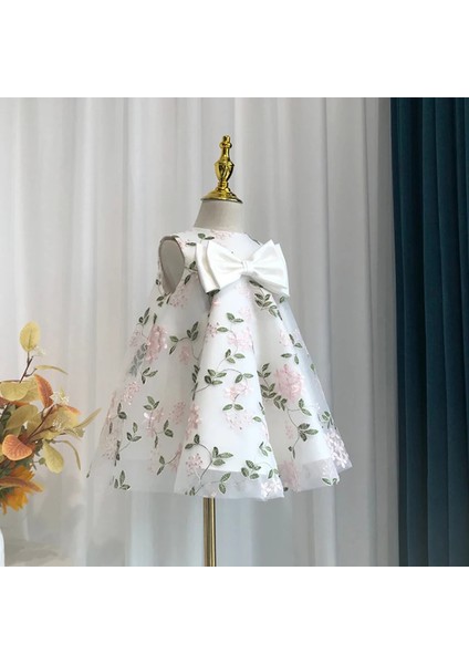 Kız Çocuk Çiçek Işlemeli Abiye Elbise Doğum Günü Elbisesi