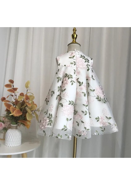 Kız Çocuk Çiçek Işlemeli Abiye Elbise Doğum Günü Elbisesi modelleri
