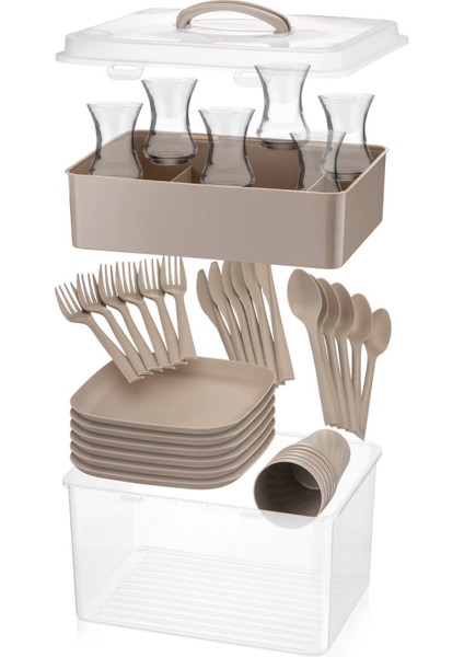 36 Parça Taşınabilir Piknik – Kamp – Misafir Seti