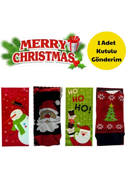 Renkli Desenli Kutulu Yılbaşı ve Noel Temalı Çorap Seti, Neşeli ve Eğlenceli Tasarım