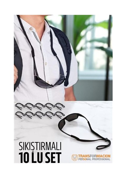 Hsnet Gözlük Ipi Ayarlanabilir Sıkıştırmalı Gözlük Ipi 10 Lu Set