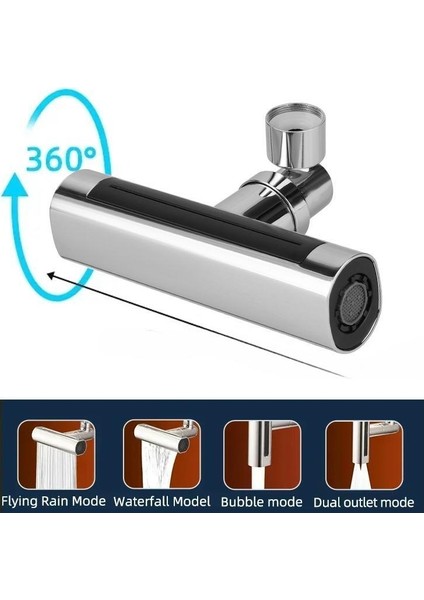 Musluk Armatür 360 Dönen 4 Fonksiyonlu Lüks Mutfak Lavabo Musluk Ucu Krom Plastik modelleri