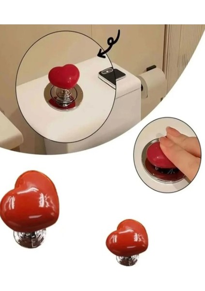 2 Adet Takma Tırnaklı Kadınlar Için Klozet Basma Buton Düğmesi Kalp Klozet Kapağı Sifon Kulpu
