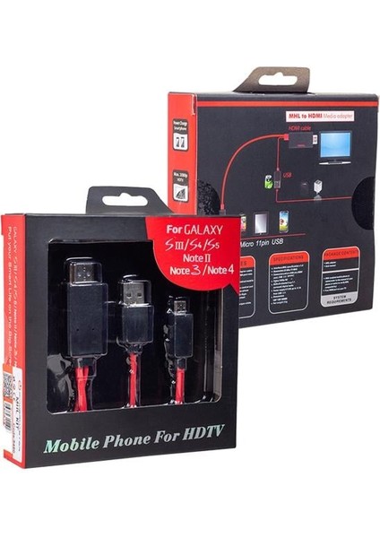 USB S3-S4 Hdmı Tv Bağlantı Kablosu Mhl Kit