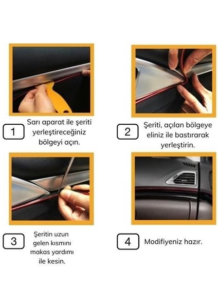 Araba Oto Trim Dekorasyon Şeridi Kauçuk Elastik Kolay Kurulum 5 Metre Şerit Bant indirimleri