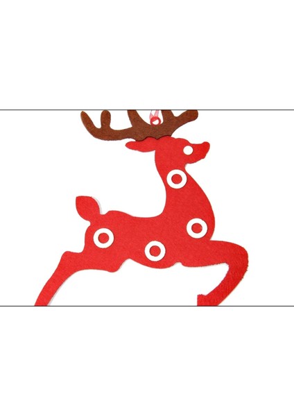 Kırmızı Keçe Çizme Kutu Geyik Süsü Çam Ağacı Dekoru Kapı Süsü Yılbaşı Hediye