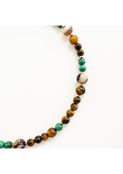 Olye– Malakit, Kaplan Gözü, Kahverengi Akik & Hematit Kolye fiyatları