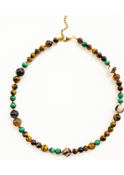 Olye– Malakit, Kaplan Gözü, Kahverengi Akik & Hematit Kolye modelleri